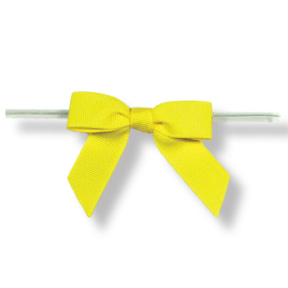 Medium Lemon Yellow Grosgrain Bow on Twistie ~ 100 Count