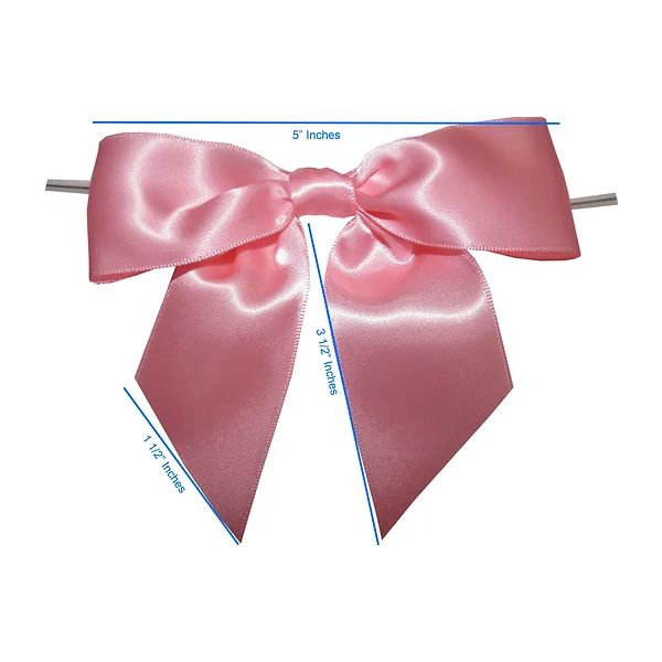 5" Light Pink Bow with Clear Twistie