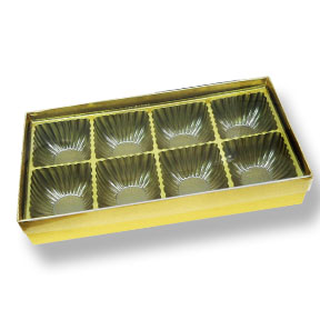 Gold Box with Gold 8 Cavity Tray & Clear Lid