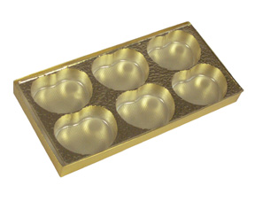 Gold Box with Clear Lid and Gold 6 Cavity Tray