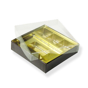 Brown Business Card 3 Piece Candy Box with Clear Lid