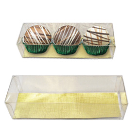 Clear Box with Gold Paper Sheet For Truffles/Oreos ~ 100 Count