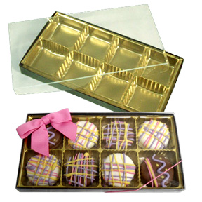 Brown Box with Gold 8-Cavity Tray & Clear Lid