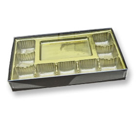 Brown Box with Gold Business Card/10 Piece Tray & Clear Lid