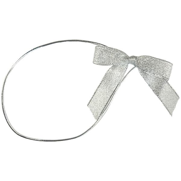 Silver Sparkle 3-1/2" Bow on 13" Silver Stretch Loop