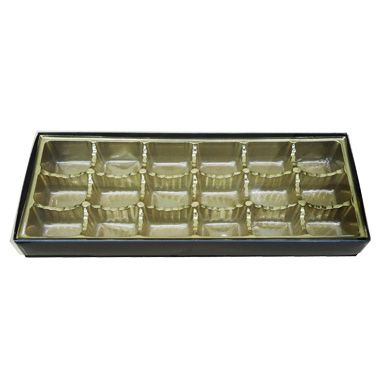 Brown 10 oz Box with Gold 18 Cavity Tray & Clear Lid